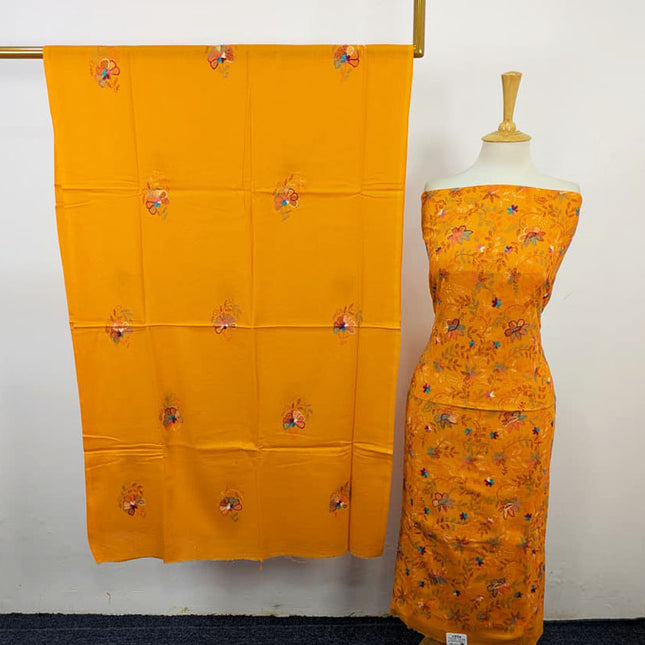 Handmade Kacha Tanka Work Lawn Shirt Dupatta 3Pc Unstitched