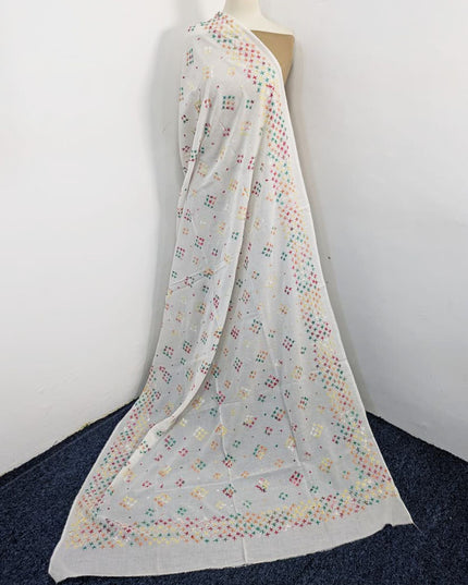 Handmade Multicolor Pakka Tanka Work Lawn Dupatta