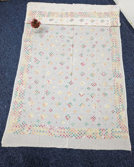 Handmade Multicolor Pakka Tanka Work Lawn Dupatta