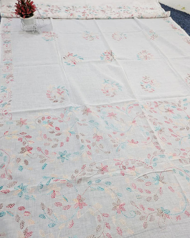 Handmade Multicolor Kacha Tanka Work Lawn Dupatta