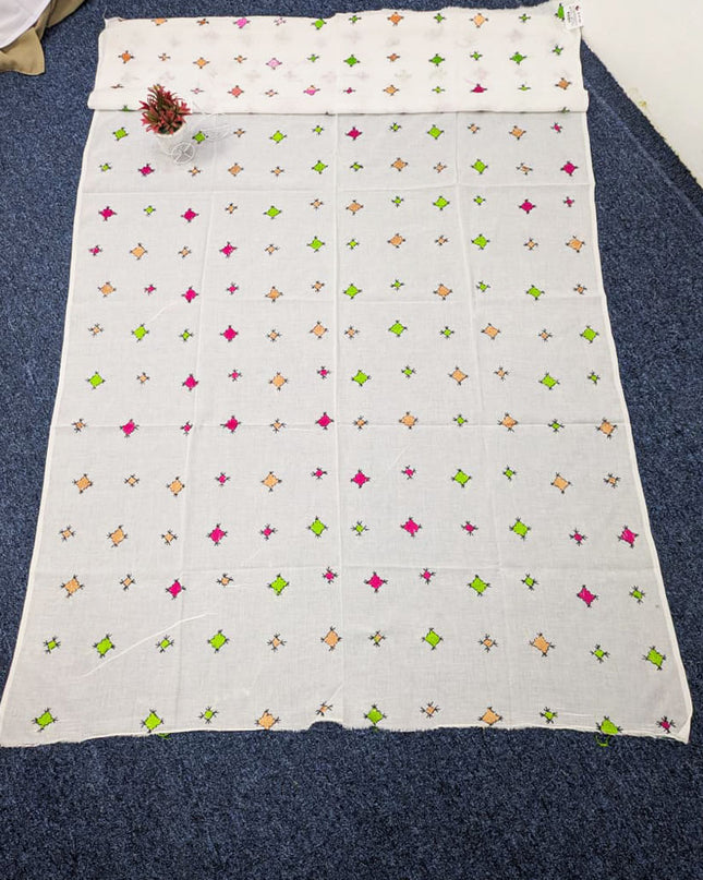 Handmade Multicolor Balochi Tanka Work Lawn Dupatta