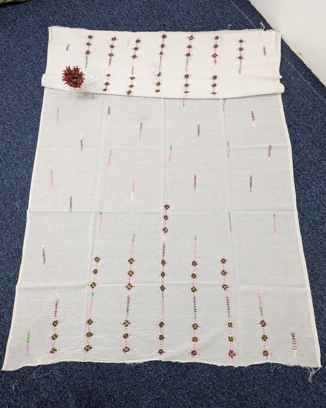 Handmade Multicolor Pakka Tanka Work Lawn Dupatta