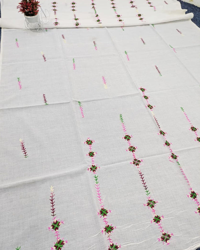 Handmade Multicolor Pakka Tanka Work Lawn Dupatta