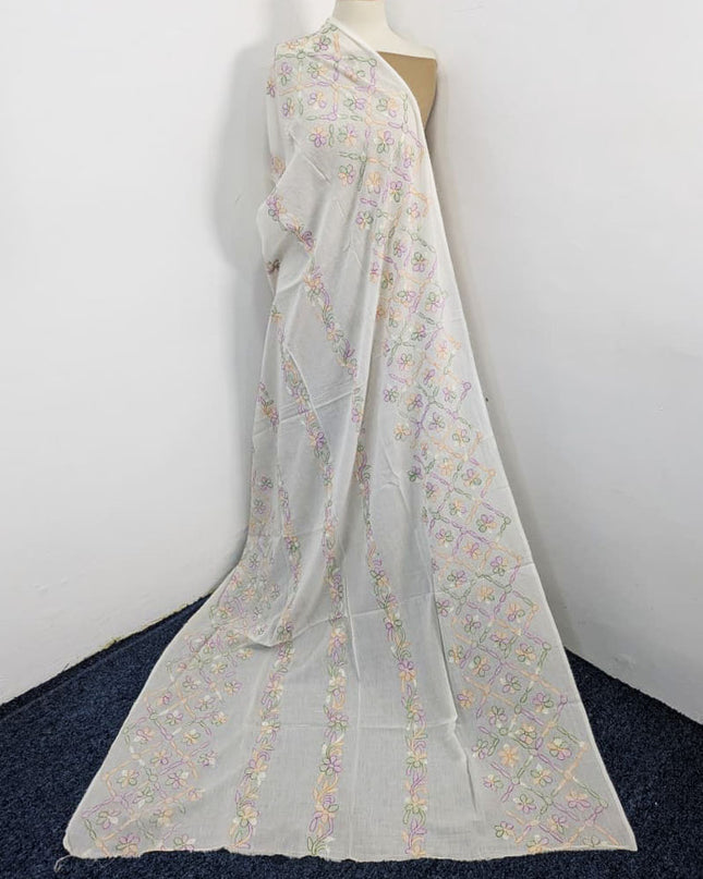 Handmade Multicolor Shadow Work Lawn Dupatta