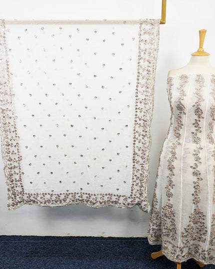 Fancy Dyeable Chiffon with Handmade Gotta Work Frock 2Pc Unstitched