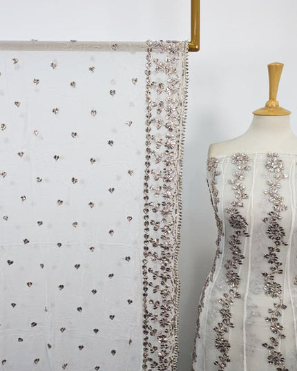 Fancy Dyeable Chiffon with Handmade Gotta Work Frock 2Pc Unstitched