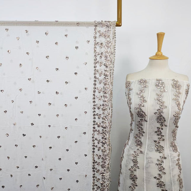 Fancy Dyeable Chiffon with Handmade Gotta Work Frock 2Pc Unstitched