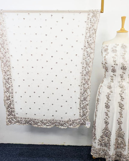 Fancy Dyeable Chiffon with Handmade Gotta Work Frock 2Pc Unstitched