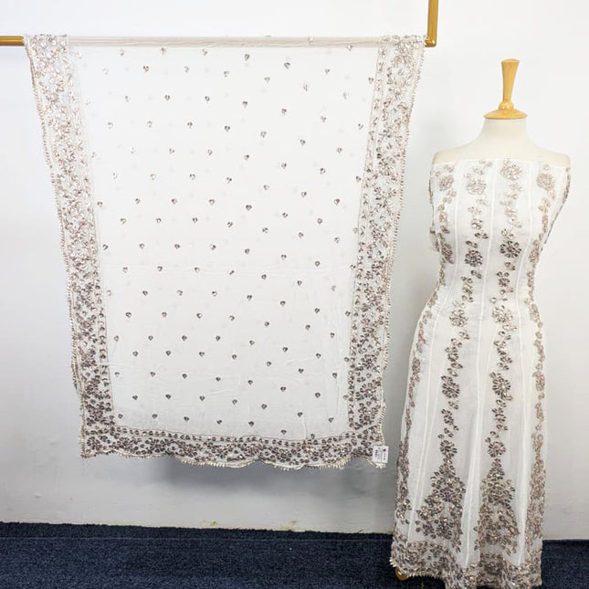 Fancy Dyeable Chiffon with Handmade Gotta Work Frock 2Pc Unstitched