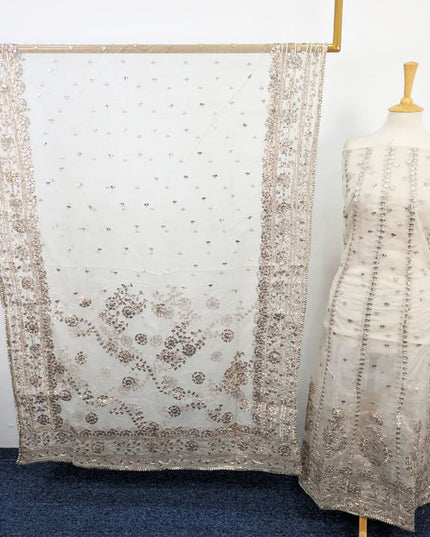 Dyeable Organza with Heavy Gotta Work Frock 2Pc Unstitched