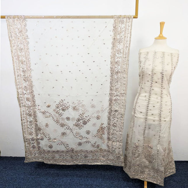 Dyeable Organza with Heavy Gotta Work Frock 2Pc Unstitched