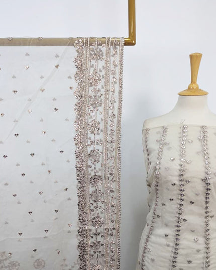 Dyeable Organza with Heavy Gotta Work Frock 2Pc Unstitched