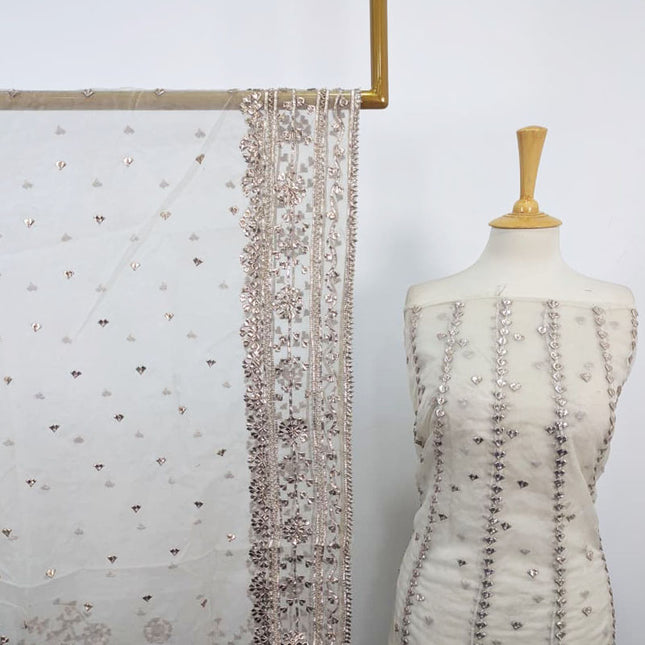 Dyeable Organza with Heavy Gotta Work Frock 2Pc Unstitched