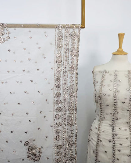 Handmade Heavy Gotta Work Dyeable Organza Frock 2Pc Unstitched