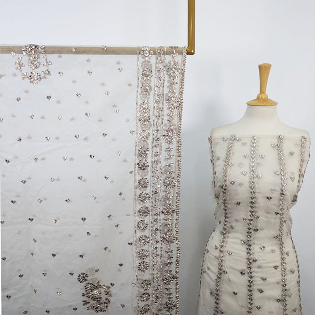 Handmade Heavy Gotta Work Dyeable Organza Frock 2Pc Unstitched