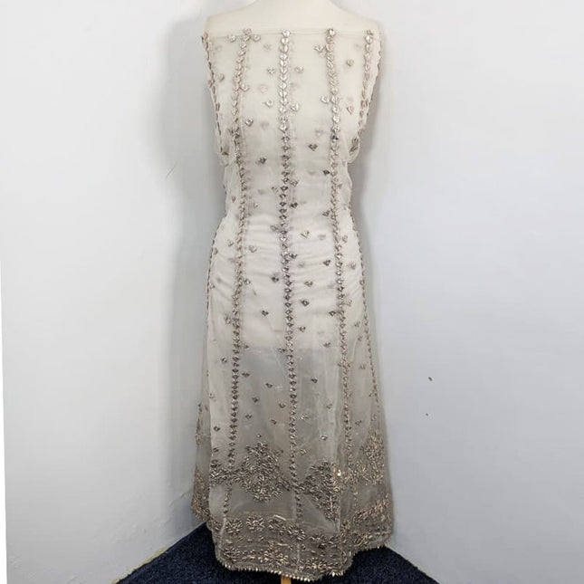 Handmade Heavy Gotta Work Dyeable Organza Frock 2Pc Unstitched