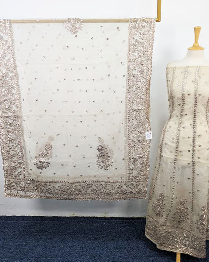 Fancy Dyeable Organza with Heavy Gotta Work Frock 2Pc Unstitched