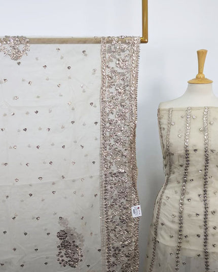 Fancy Dyeable Organza with Heavy Gotta Work Frock 2Pc Unstitched