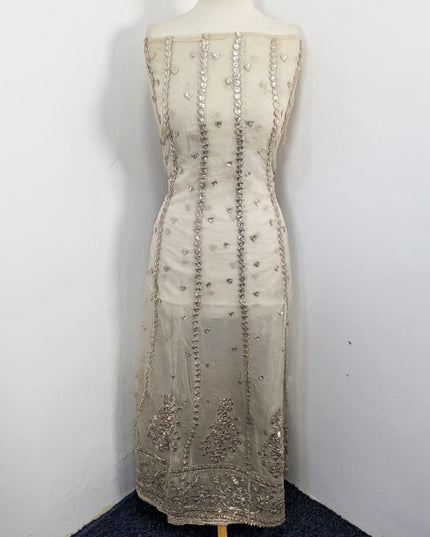 Fancy Dyeable Organza with Heavy Gotta Work Frock 2Pc Unstitched