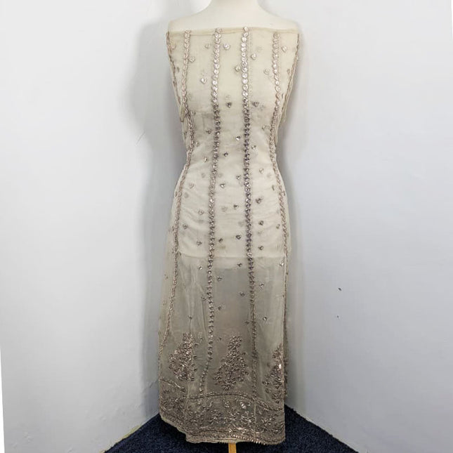 Fancy Dyeable Organza with Heavy Gotta Work Frock 2Pc Unstitched