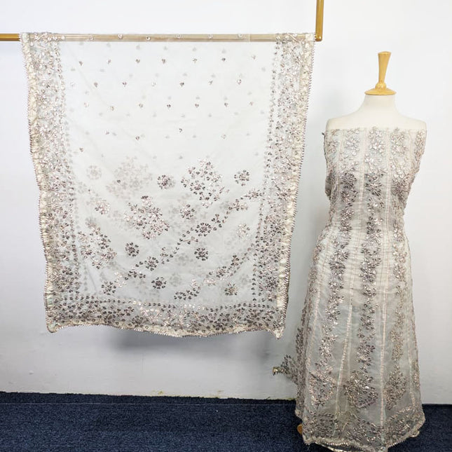 Dyeable Organza with Heavy Gotta Work Frock 2Pc Unstitched