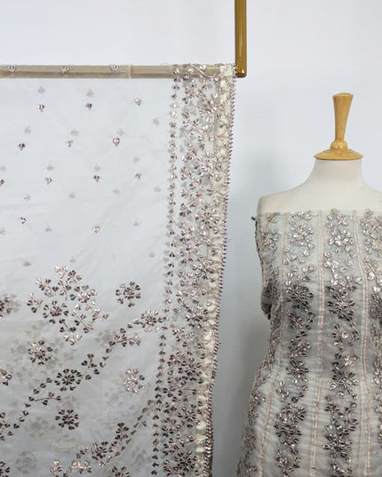 Dyeable Organza with Heavy Gotta Work Frock 2Pc Unstitched