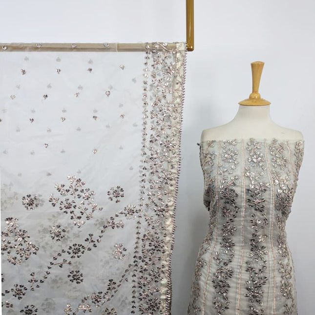 Dyeable Organza with Heavy Gotta Work Frock 2Pc Unstitched