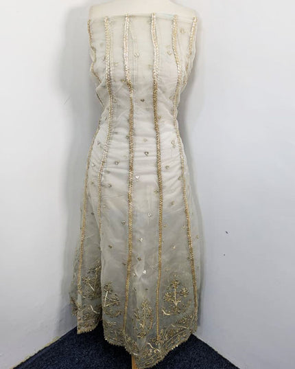 Handmade Heavy Golden Gotta Work Dyeable Organza Frock  2Pc Unstitched