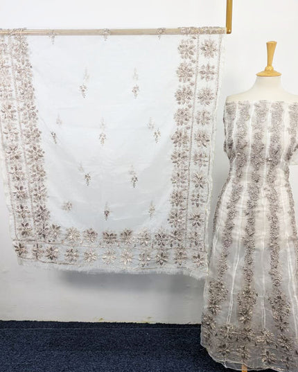 Fancy Dyeable Organza with Sui Gotta Work Frock 2Pc Unstitched