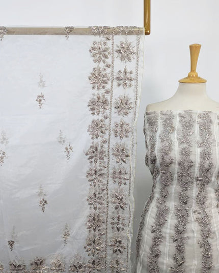 Fancy Dyeable Organza with Sui Gotta Work Frock 2Pc Unstitched