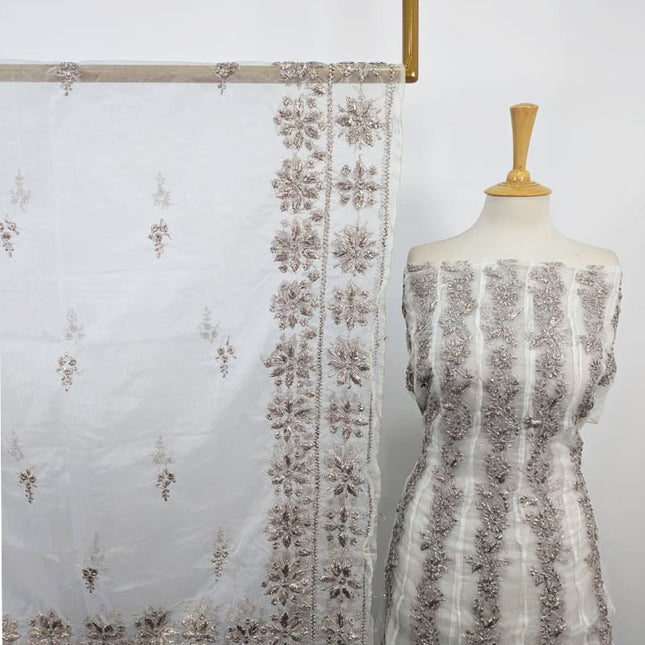 Fancy Dyeable Organza with Sui Gotta Work Frock 2Pc Unstitched