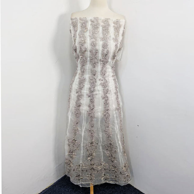 Fancy Dyeable Organza with Sui Gotta Work Frock 2Pc Unstitched