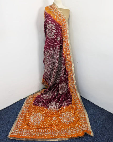 Handmade Chunnri + Sui Gotta Work Silk Dupatta (Ready To Wear)