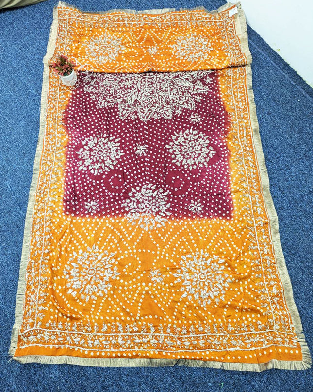 Handmade Chunnri + Sui Gotta Work Silk Dupatta (Ready To Wear)