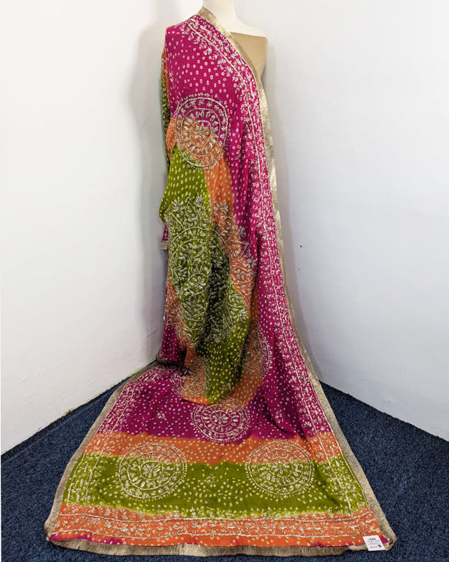 Fancy Silk with Handmade Chunnri + Sui Gotta Work Dupatta