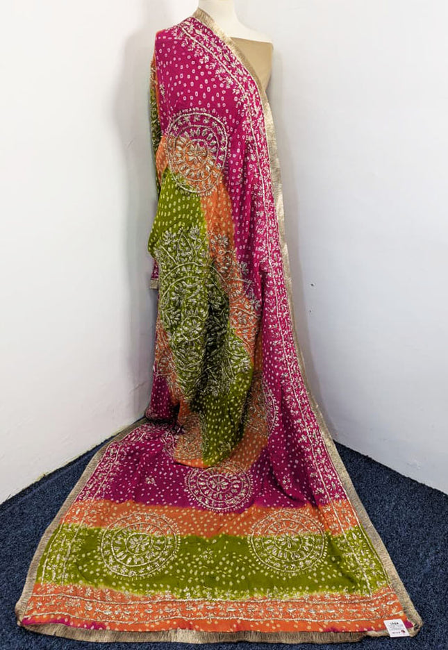 Fancy Silk with Handmade Chunnri + Sui Gotta Work Dupatta