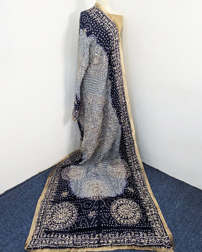 Handmade Chunnri + Sui Gotta Work Silk Dupatta (Ready To Wear)