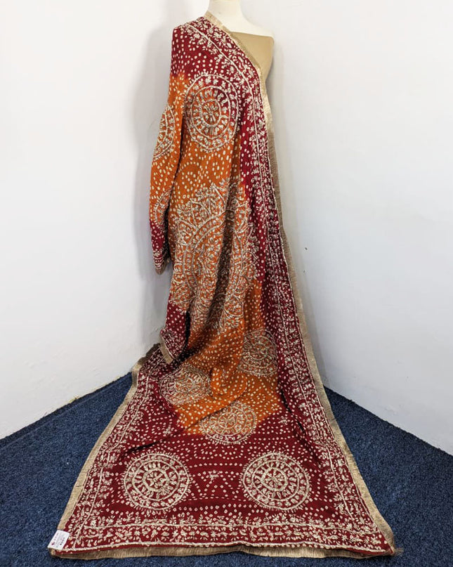 Handmade Chunnri + Sui Gotta Work Silk Dupatta (Ready To Wear)