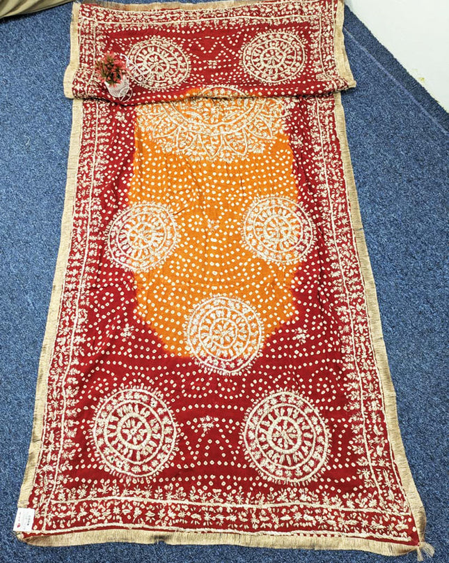 Handmade Chunnri + Sui Gotta Work Silk Dupatta (Ready To Wear)