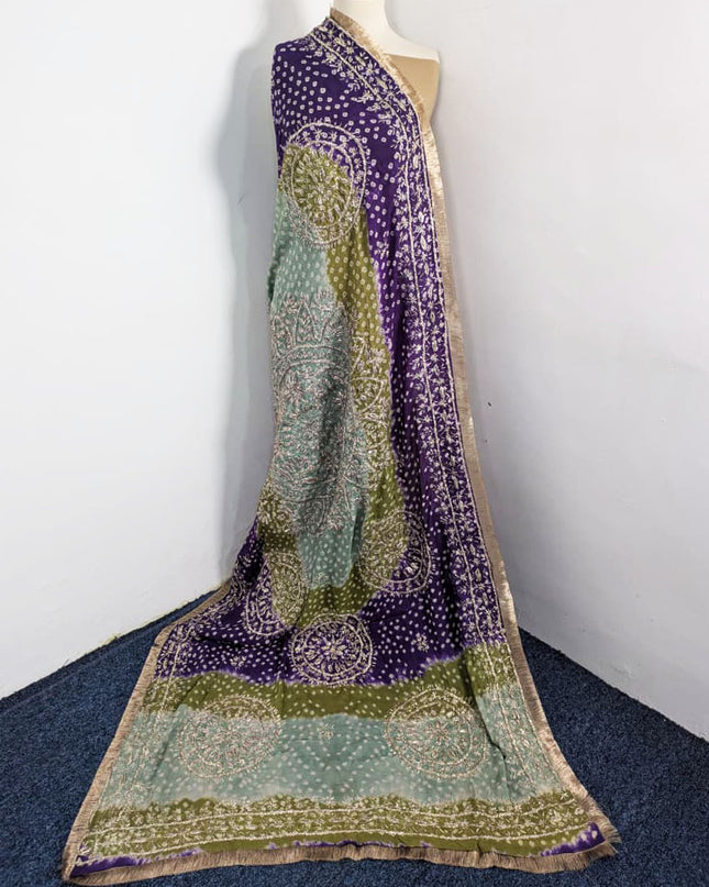 Fancy Silk with Handmade Chunnri + Sui Gotta Work Dupatta