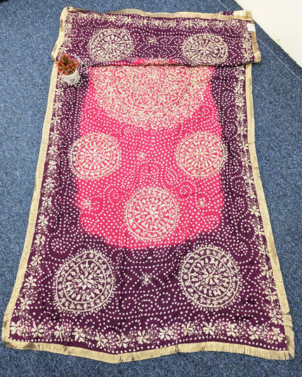 Handmade Chunnri + Sui Gotta Work Silk Dupatta (Ready To Wear)