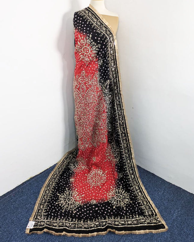 Handmade Chunnri + Sui Gotta Work Silk Dupatta (Ready To Wear)