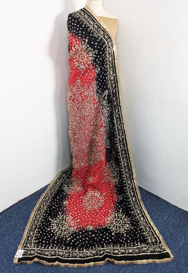 Handmade Chunnri + Sui Gotta Work Silk Dupatta (Ready To Wear)