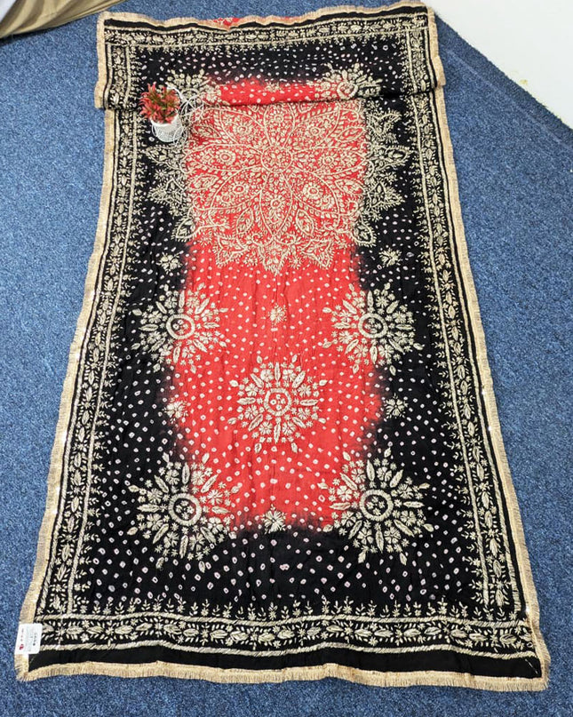 Handmade Chunnri + Sui Gotta Work Silk Dupatta (Ready To Wear)