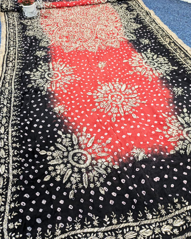 Handmade Chunnri + Sui Gotta Work Silk Dupatta (Ready To Wear)