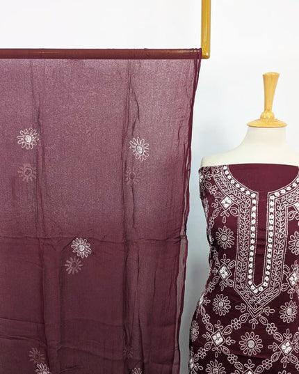 Handmade Shadow Work Lawn with Chiffon Dupatta 3Pc Unstitched