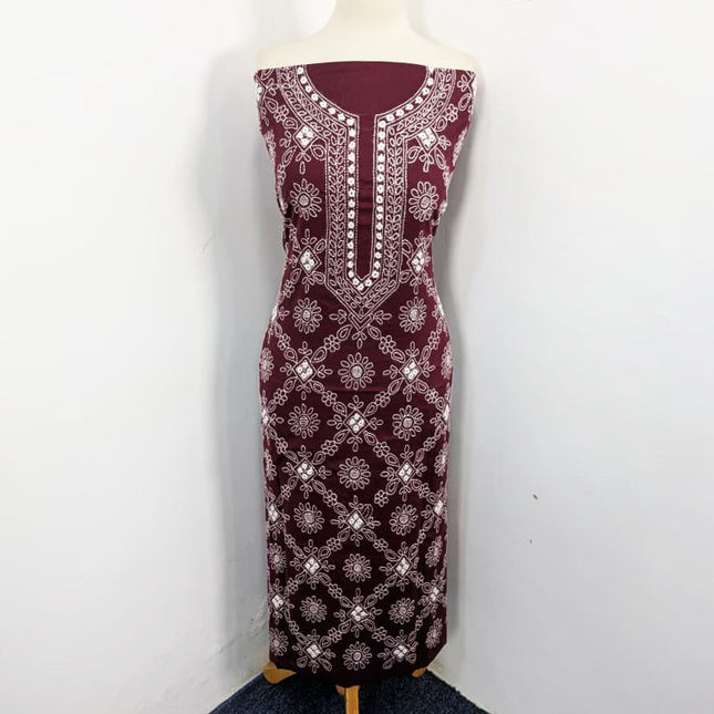 Handmade Shadow Work Lawn with Chiffon Dupatta 3Pc Unstitched