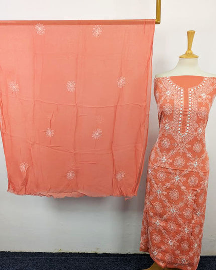 Handmade Shadow Work Lawn with Chiffon Dupatta 3Pc Unstitched