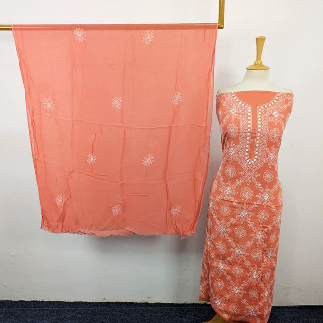 Handmade Shadow Work Lawn with Chiffon Dupatta 3Pc Unstitched