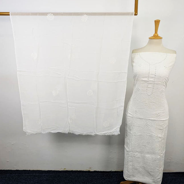 Handmade Shadow Work Lawn with Chiffon Dupatta 3Pc Unstitched